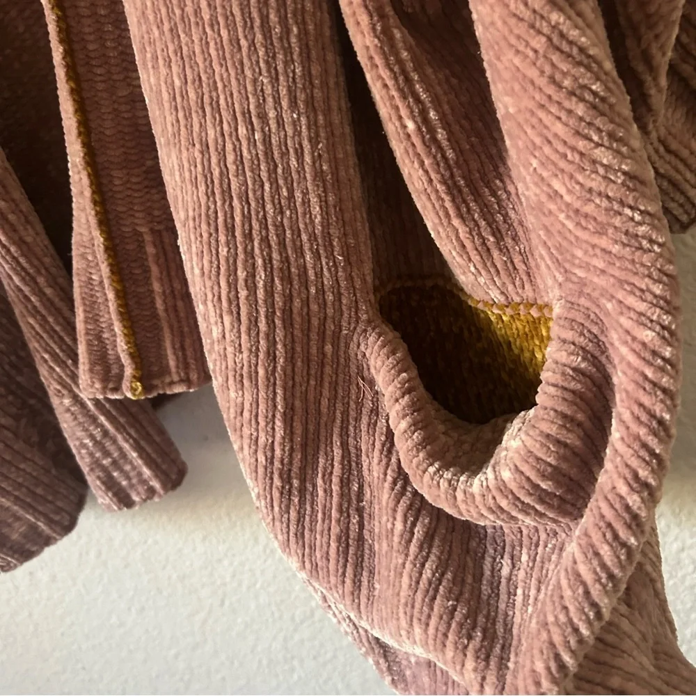 Moth Anthropologie Women’s M Cardigan Sweater Cozy Mauve Chenille Pockets Chunky - Picture 3 of 16